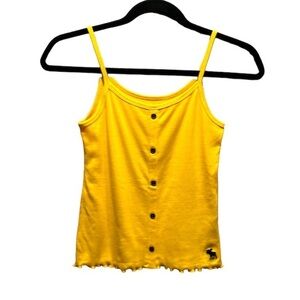 Abercrombie Kids Girl’s Yellow Ribbed Knit Faux Button Down Cami Tank Size 9/10